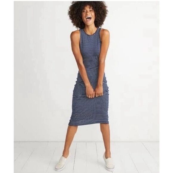 Marine Layer Lexi Rib Daytime MIDI Tank Dress in Navy Stripes small - Picture 1 of 9